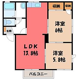 タウンハイツ伊藤A 2LDKの間取図画像