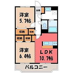 Y&Mロイヤルヒルズ 2LDKの間取図画像