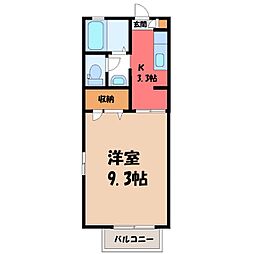 シャルムコート・高橋B 1Kの間取図画像