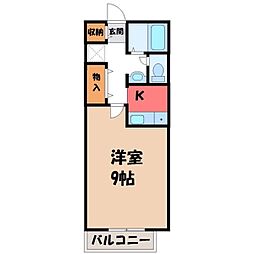 陽だまりハイツ2000C 1Kの間取図画像