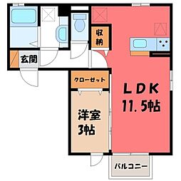ロイヤルテラスB 1LDKの間取図画像