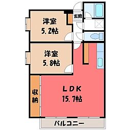サンハイツ1 2LDKの間取図画像