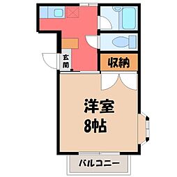 戸祭ハイツ 1Kの間取図画像