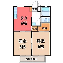 横塚ハイツB 2DKの間取図画像