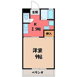 アルザス2 1Kの間取図画像
