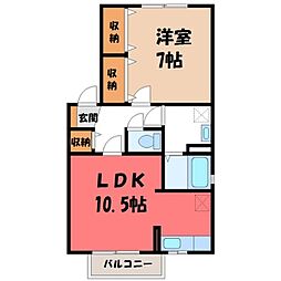 エコーハイツ桜B 1LDKの間取図画像