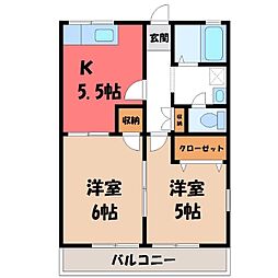 グランシェールE 2Kの間取図画像