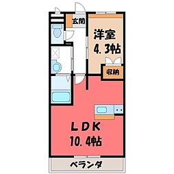 イーストヒルズ宿郷 1LDKの間取図画像