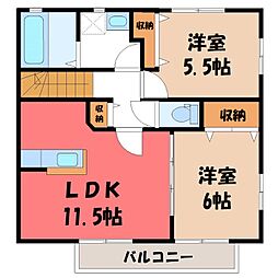 サンハイツ・アーデルD 2LDKの間取図画像