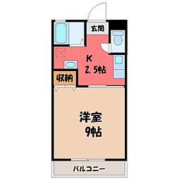 アルザス2 1Kの間取図画像