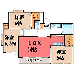 ビオス竹林 3LDKの間取図画像