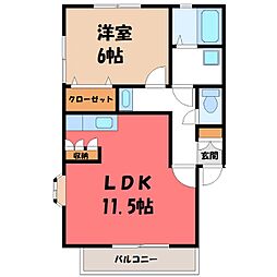コーポJusty 1LDKの間取図画像