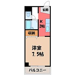 ブリリアンス国分寺 1Kの間取図画像
