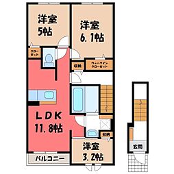 エルディム金子B 3LDKの間取図画像