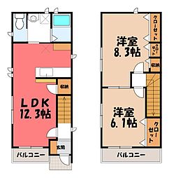 ヒルズ・タウン2B 2LDKの間取図画像