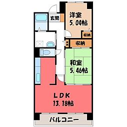リバティオーク 2LDKの間取図画像