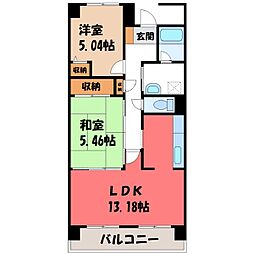 リバティオーク 2LDKの間取図画像