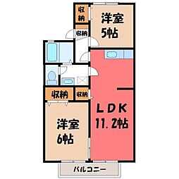コーポたむらC 2LDKの間取図画像