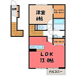 プリズムB 1LDKの間取図画像