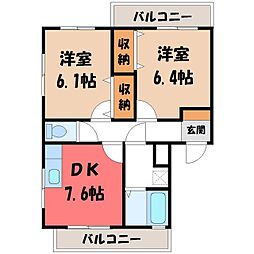 メゾンAユーミー 2DKの間取図画像