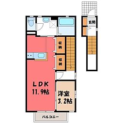 ファミーユ東峰B 1SKの間取図画像