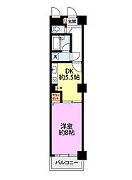 朝日プラザ寺尾 1DKの間取図画像