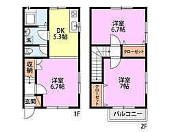 ハイツめぐみ3 2LDKの間取図画像