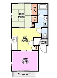 グリーンヒルズC 2DKの間取図画像
