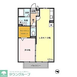 コートクレアール 2階1LDKの間取り