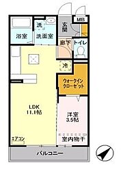 ヴィアレット　VII 1階1LDKの間取り
