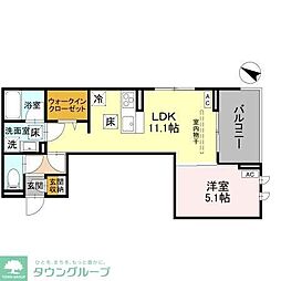 JR東北本線 土呂駅 徒歩13分の賃貸アパート 3階1LDKの間取り