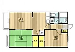 グランハイム大塚　Ａ棟 2階2LDKの間取り
