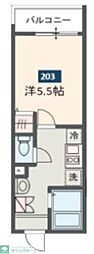 MELDIA宮原 2階1Kの間取り