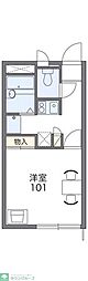 レオパレスグリーン青毛 2階1Kの間取り