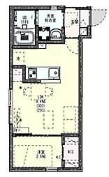 KLEIS北上尾IV 2階1LDKの間取り