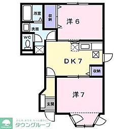 ルミエール　Ｂ 1階2DKの間取り