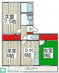 東武野田線 大和田駅 徒歩7分の賃貸アパート 1階3DKの間取り