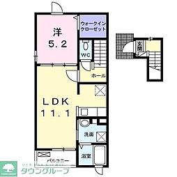 ヴェルデ令和 2階1LDKの間取り