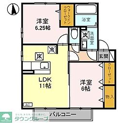 リビングタウン三橋西Ｂ 1階2LDKの間取り