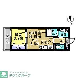 Ｖｉｌｌａｇｅ　Ｌｕｍｉｎｏｕｓ 104 1階1DKの間取り