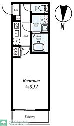 東武越生線 坂戸駅 徒歩12分の賃貸アパート 2階1Kの間取り
