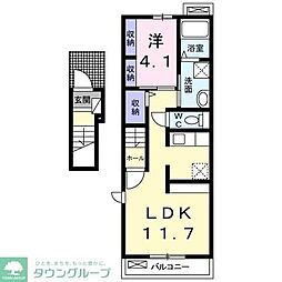 東武東上線 高坂駅 徒歩3分の賃貸アパート 2階1LDKの間取り
