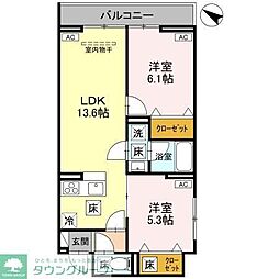 さいたま市見沼区東大宮7丁目アパート 2LDKの間取図画像