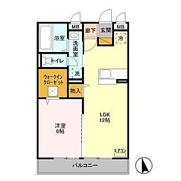 サニーウエル 1LDKの間取図画像