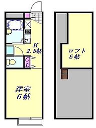 レオパレスアルテ 1Kの間取図画像
