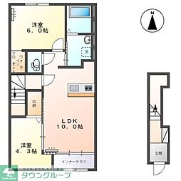 ロンサール羽生 2LDKの間取図画像