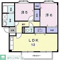 プランタン関根2 2LDKの間取図画像
