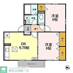 カサグランデD 2DKの間取図画像