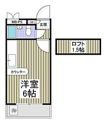 ベルピア北本2 ワンルームの間取図画像