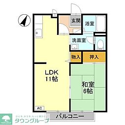 ハイツわたなべ 1LDKの間取図画像